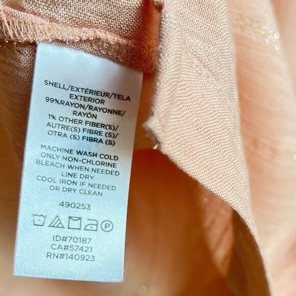 Ann Taylor LOFT Outlet Light Pink Gold-Shimmer Blouse Womens Size X-Large Career - Picture 4 of 6